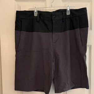 lululemon athletica Men's Black and Dark Gray Hybrid Shorts